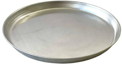 Tredoni Teglia per pizza in alluminio da 28 cm, con lati obliqui/affusolati, vassoio per pizza e piatto da portata (28 cm, media)