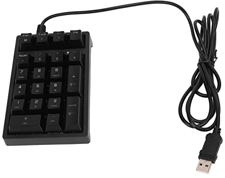 Mtlavishness Mechanischer Ziffernblock, 21 Tasten, Blauer Schalter, Farb-LED, USB, tragbar, K21 Numpad für Laptop, PC, Computer