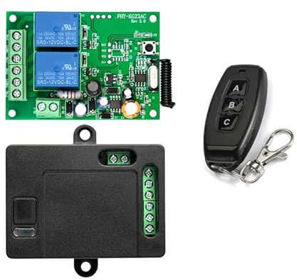 Apricancello automatico scorrevole, Radiocomando 433 MHz AC220V Ricevitore e trasmettitore relè HF a 2 canali for il controllo di porte da garage e motori for cancelli Kit sistema di sicurezza per can
