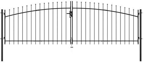 Hoodmeel Cancello Giardino Esterno, Cancelli in Ferro, Cancelletto Giardino, Cancelletto Pedonale, Cancello Doppio con Punte a Lancia 400x200 cm