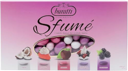 Confetti con Mandorle Tostate Ricoperte di Cioccolato Bianco ai Molteplici Gusti Tenerezze Sfumè - 1000 g + 50 bustine alimentari 6 x 10 cm ideali per il confezionamento di bomboniere