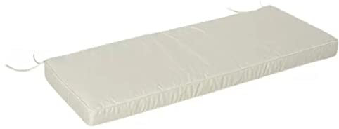 Cuscino per Panca da Patio Impermeabile con Laccio, per mobili da Esterno a 2/3 posti, per Altalena, Cucina, Prato, Cuscino per Seduta in Schiuma Rimovibile e Lavabile, 220x40x5 cm, Bianco