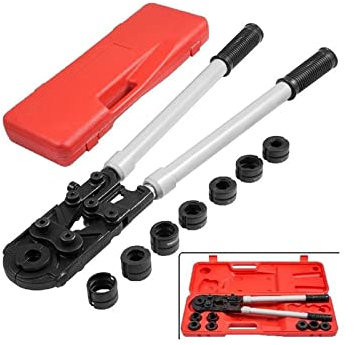 ERSINIAN Pince à sertir Manuelle de Type Ciseaux pour tuyaux de plomberie, avec 8 mâchoires TH/V pour Tubes PEX, cuivre, Acier, Manchon en Aluminium