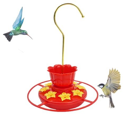 Distribuidor para pájaros de colibríes Suspendable para exteriores, para pájaros, resistente a hormigas y abejas, 8 puertos en forma de decoración al aire libre accesorios de observación para