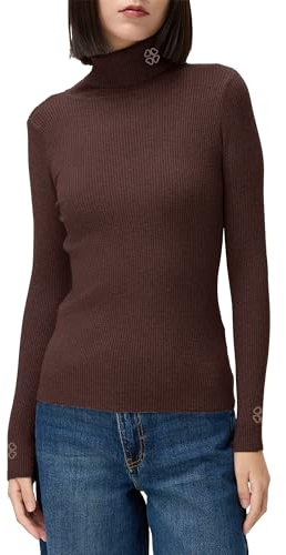Beauty Women – Maglione Donna a Collo Alto con Ricamo Trifoglio su Collo e Maniche | Maglia Basic in Maglia Fine Elasticizzata per Indossare sotto | – Colori Nero, Bianco, caffè, Kaki, Grigio, Beige