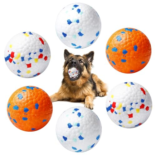 PORFOYO 6 Oförstörbar hundboll, interaktiv hundleksak, högstudsande gummibollar, interaktiv, solid hållbar, hundbollar lämplig för små, medelstora och stora hundar, Ø 6,3 cm