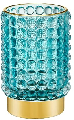 LEICURACE Makeup Brush Holder Organizer,Toothbrush Holders,Desk Pen Pencil Holder,Multifunctional Vintage Glass Brush Cup(A38-10-US/Turquoise/L)