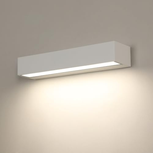 Goeco Applique Parete Esterno LED 17W 4500K Impermeabile IP65 Bianco | Lampada da Parete LED Luce Naturale Applique Moderna per Terrazza, Ingresso, Giardino, Garage