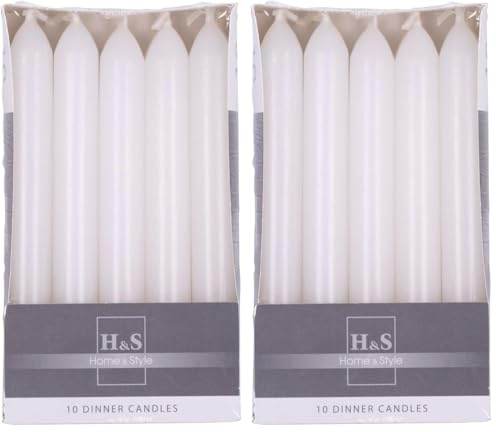 DONAU HOME Juego de velas lisas de varilla/blanco/10 unidades en caja de cartón, 17 x 2 cm de diámetro, sin perfumar/cilíndricas/velas de mesa para decoración en el salón, baño, 6 horas de