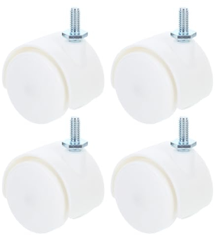 Rueda Giratoria White para Silla y Muebles, 4 Piezas | Ruedas Giratorias Pequeñas, Plástico, 360°, Instalación Sencilla, Operación Silenciosa