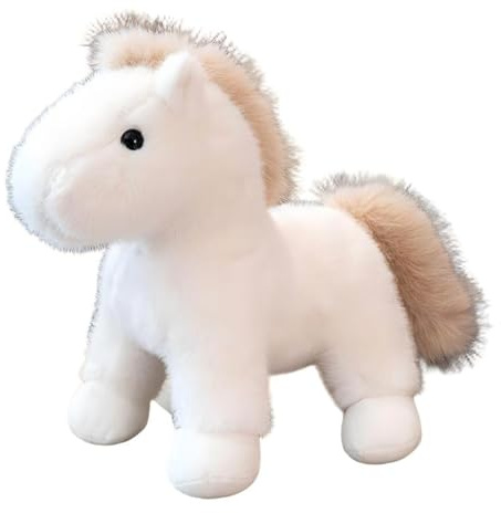 Xiyocadt Plüschtierpferd, Kuschelkissen, niedliches Plüschtier, ideal zum Kuscheln und Spielen, Deko für Zuhause, Kinder und Erwachsene (25cm,Weiß)