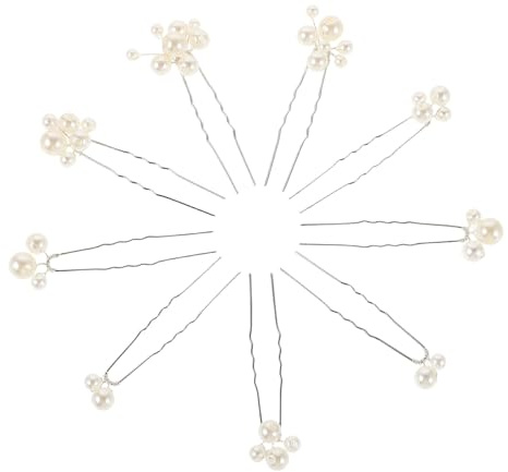 POPETPOP 9 Horquillas Pelo Accesorio Elegante de Boda Perlas de Imitación y Cobre para Bodas y Uso Diario para Peinados de Novia en Bodas y Uso Diario