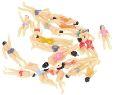 Elyebxj 20-teiliges Mini-Puppen-Set im Maßstab 1:50, bemalte Strandmenschen-Modellfiguren, als Dekoration