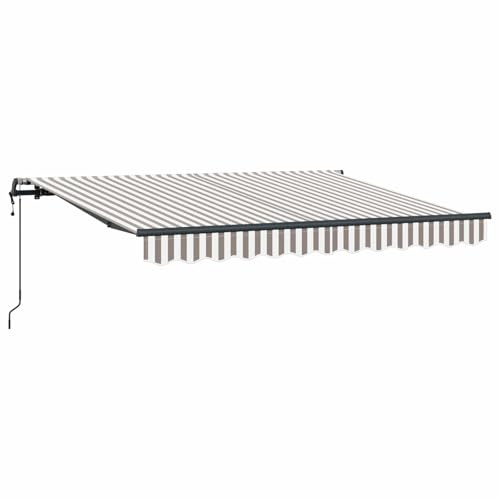 Mhdvray Toldo eléctrico con brazo articulado, 3,5 x 2 m, retráctil con mando a distancia, toldo motorizado de cassette, gris claro y blanco a rayas, protección solar para terraza, jardín y balcón