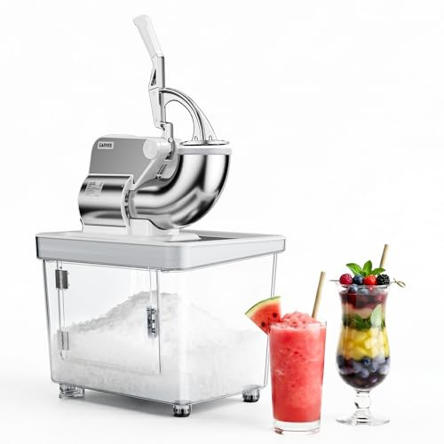 GarveeLife Picadores de Hielo Comercial 300W, Doble Cuchilla 300kg/h, Blanco