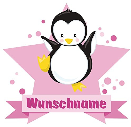 Samunshi® Süßer Pinguin Aufkleber mit Namen Autoaufkleber Namensaufkleber Kinder - 15x13,1cm mehrfarbig