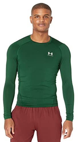 Under Armour Men's Armour HeatGear Compression Long-Sleeve T-Shirt , Forest Green (301)/White, Large
