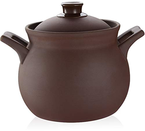 YHRJ Gusseisen Topf Auflauf Haushalt Suppentopf Hoch Hitzebeständig Lila Auflauf Kochgeschirr Eintopf Open Flame Suppentopf Steintopf (Color : Brown, Size : 5L)