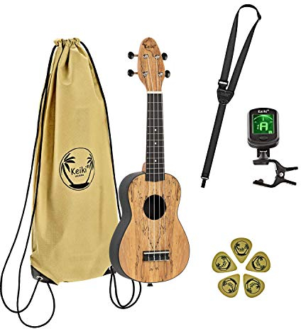 Ortega Guitars Sopran Ukulele Akustisch – Keiki K3 Series – Inklusive Zubehör – Gestockter Ahorn, ABS, Natur (K3-SPM)