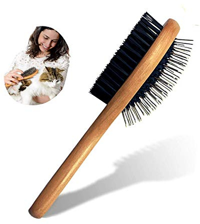 London Lux Double Sided Pin and Bristle Bamboo Dog Brush| Cat Brush for Cleaning Loose Fur and Dirt. This Dog Grooming Brush Suitable for Long, Short, Thick, Wiry, or Curly Hairs