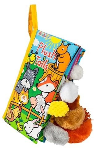 HECCEI Baby Cloth Books Soft Baby Book 0-6 Months Crinkle Books with Plush Tails Touch and Feel Sensory Toys for Infant Tummy Time for 3 Months+