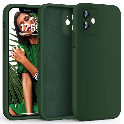 HATOSHI für iPhone 12 Hülle, Silikon Anti-Rutsch Kratzfestes Stoßfest Handyhülle für iPhone 12 Schutzhüll, Alpingrün