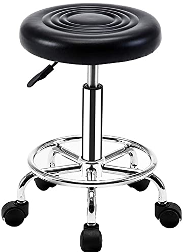 SOVORM Rollhocker, Hocker auf Rollen, Thekenhocker, höhenverstellbarer Drehhocker, Kissensitzhocker, Modehocker, Barhocker, Rollhocker, Salonhocker, Toilettenhocker (Schwarz, 34 x 47 cm) The New