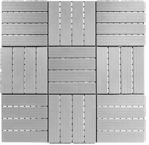 FloorPops Terrassenfliesen mit Nut und Feder FPD6184, 30 x 30 cm, 9 Stück, Hellgrau
