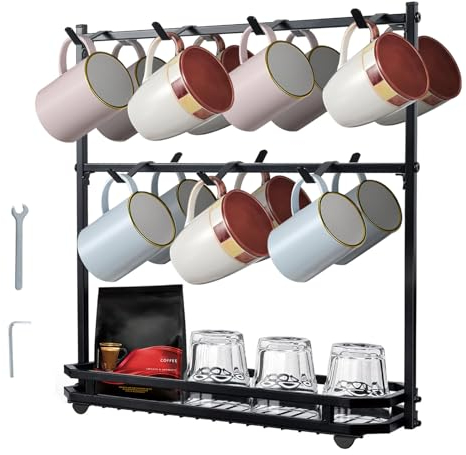 BAODBF Support de Tasse à Café,Support de Tasse,Peut Contenir 14 Tasses,Rangement Tasse,Porte-tasses,Organisateur de Tasse pour Cuisine,Café,Bar