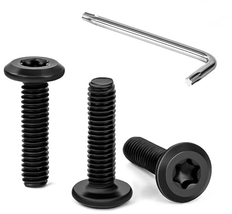 Tunejoy 30 Pezzi Viti a Testa Piatta Torx Nero M4 x 16 mm Vite a Testa Esagonale Bulloni in Acciaio Inox A2 V2A Bulloni per Mobili con Chiavi a T20 Filettatura Completa