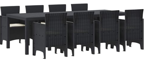 vidaXL 9-delat trädgårdsmöbelset med kuddar Anthracite Poly Rottning