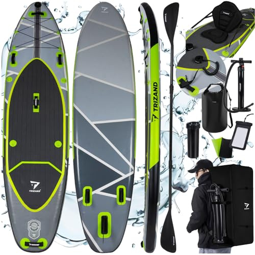 Trizand SUP Komplettset 350 cm – aufblasbares Paddle Board mit Sitz, Paddel, Pumpe, Rucksack & Zubehör für Anfänger & Fortgeschrittene