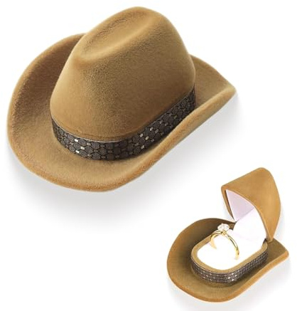 KEWUF 1 pcs Boîte à bijoux pour bague, porte alliance mariage, en velours, emballage cadeau de fiançailles, demande en mariage, Chapeau