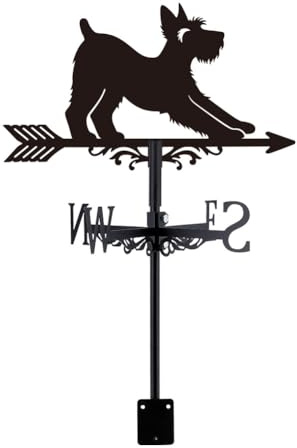SUPERDANT Banderuola Con Terrier Per Tetto A Forma Di Schnauzer Segnavento da Metallo Nero Indicatore Direzione Vento Per Fattoria Giardino E Cortile