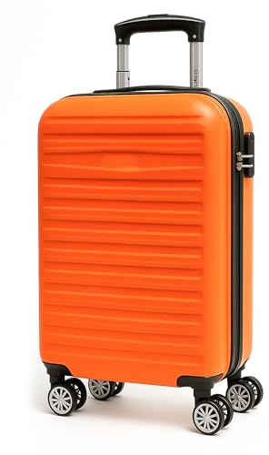 Innoteck 32L Hard Shell Cabin Suitcase, 43x35x20 cm | EasyJet Underseat & Overhead Approved Luggage, Water Resistant | Combination Lock, Detachable 360° Spinner Wheels, Lightweight Carry-On, Orange