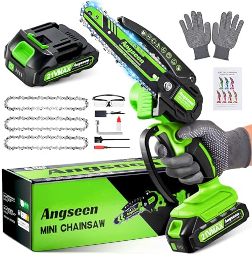 Mini Chainsaw Cordless 6 Inch, Electric Chain Saw with 3 Chains and 850W Motor, Small Battery Chainsaw with 1 Battery and Safety Lock, Light Weight Handheld Chain Saw for Wood Cutting Tree Trimming