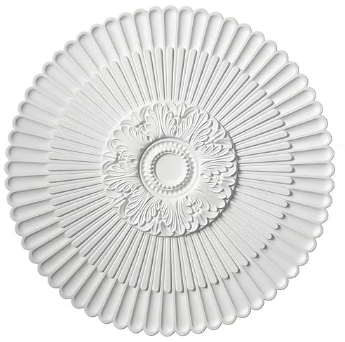 ZIMGOD Rosace Plafond Moulure de Plafond en Polyuréthane pour Luminaire, Moulure Ronde pour Ventilateur de Plafond, Blanche Moulure de Plafond Décorative pour Lustre(40cm (15 3/4))