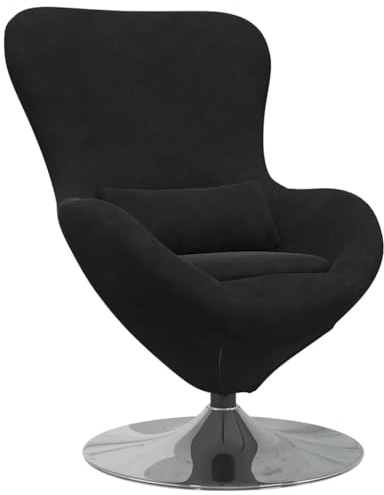 Kaorsrow Fauteuil en velours noir avec base pivotante à 360°, chaise lounge 63 x 73 x 90 cm, design moderne pour salon, chambre à coucher et coin lecture