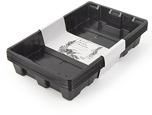 Wild Green Fingers 10 Seed Starting Plant Growing Trays (Without Holes) - Durable, Reusable - Grow and Start Seeds, Good for Your Greenhouse, microgreens and Hydroponics - Pack of 10 Flats