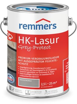 Remmers HK-Lasur 3in1 Grey-Protect wassergrau, 2,5 Liter, Holzlasur für Vergrauung außen, 3 Holzschutz Produkte in einem, Feuchtigkeit- und UV-Schutz