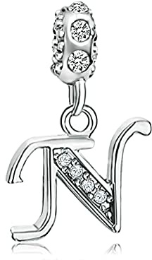 KunBead Jewelry Letter Charms Initial Dangle Alphabet Love Crystal Beads for Charm Bracelets for Women
