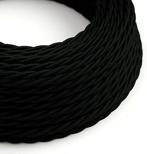 DC VOLTAGE 5M Vintage 3 Core Twisted Cable Fabric Cloth Covered Electrical Wire, 16.4FT 3 Conductors 18 Gauge Textile Electric cable Wire Coated Vintage for Lighting DIY Project (Black-Twisted)