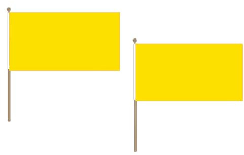 AZ FLAG - Stockflagge Einfarbig Gelb - 45x30 cm Mit Holzmast - 10 Stück Einfarbig Stockfahne 30 x 45 cm - Flaggen