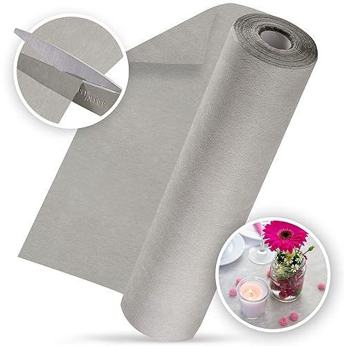 100%Mosel Vlies Tischläufer, in Grau (30 cm x 25 m), dekoratives Tischband, edle Tischdeko für Geburtstage & Hochzeiten, Bunte Dekoration zu besonderen Anlässen
