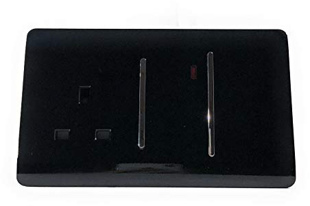 Trendi Artistic Modern 45 A Cooker Switch Inc Plug Socket & Neon Insert Black