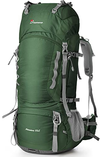 Mountaintop Trekkingrucksack 80L Wanderrucksack Herren Damen Reiserucksack Großer Rucksack mit Regenschutz für Outdoor Reisen Camping Trekking (Dunkel Grün)