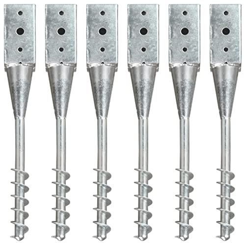 vidaXL 6X Piquets au Sol Installation de Clôture de Jardin Arche Lance au Sol Robuste Durable Travaux Extérieurs Argenté 7x7x56 cm Acier Galvanisé