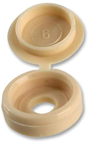 100x Pack Plastic Fold Over Hinged Screw Head Cap Snap Cover Small to fit 6G - 8G (Beige)