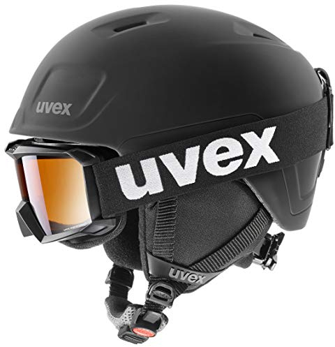 uvex heyya pro Set - Leichter Skihelm & Skibrille für Kinder - individuelle Größenanpassung - beschlagfrei - Black - 51-55 cm