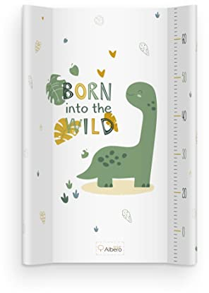 Albero Mio Baby Wickelauflage Wickelmulde Wickelunterlage 50 x 70 cm abwaschbar Wickeltischauflage Wickelaufsatz für Kinderbett Unisex (Dino)